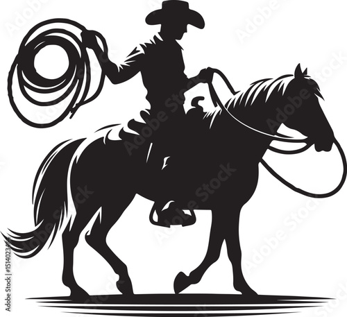 A horse and rider black silhouette image vector illustration