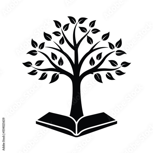 vector tree icon with book 