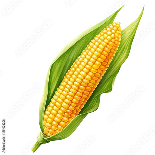 My Watercolor illustration,  A ripe corn painting isolated on a white background, illustration, AI painting design, vector illustration set, eps format