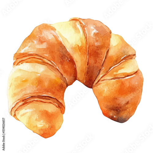 My Watercolor illustration, croissant painting isolated on a white background, illustration, AI painting design, vector illustration set, eps format
