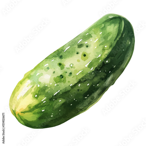 My Watercolor, illustration, cucumber painting isolated on a white background, illustration, AI painting design, vector illustration set, eps format