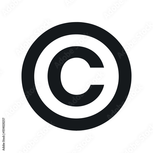 Copyright Symbol in Black and White Protecting Intellectual Property and Creative Works Legal Rights and Ownership Design Element for Legal Documents