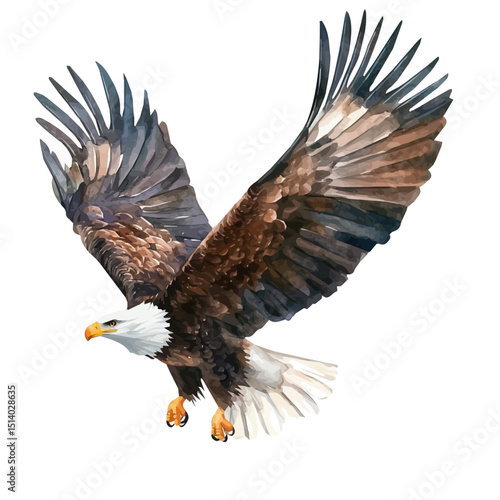 My Watercolor illustration, illustration eagle painting isolated on a white background, illustration, AI painting design, vector illustration set, eps format	