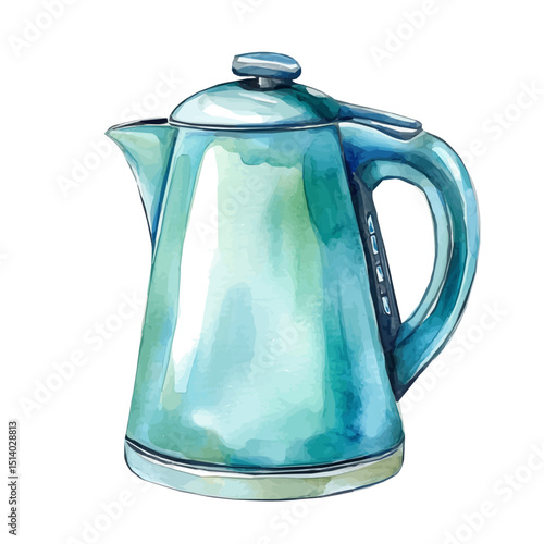 My Watercolor illustration, illustration electric kettle painting isolated on a white background, illustration, AI painting design, vector illustration set, eps format	