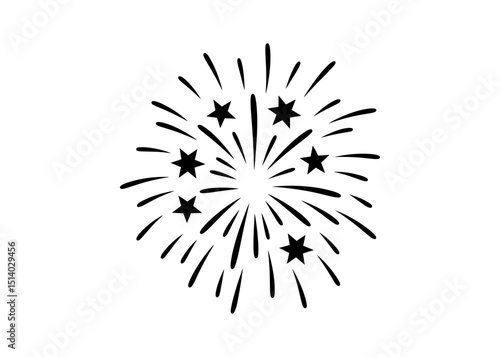 Firework Explosion Vector Illustration with Radiating Stars and Streaks