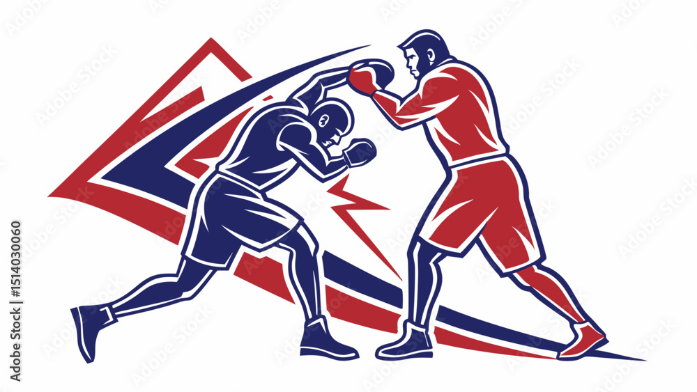Obraz premium Two boxers in red and blue colors facing each other in a boxing match illustration