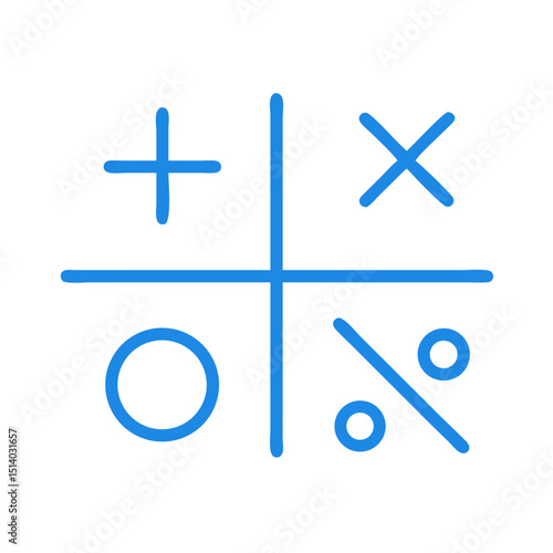Simple tic-tac-toe game layout with basic symbols and grid  