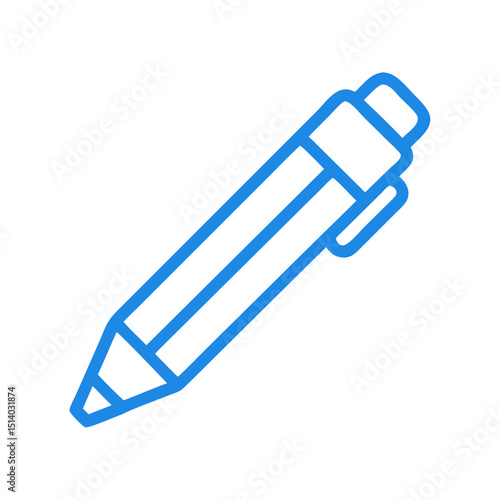 Blue pen on a white background in a minimal design  