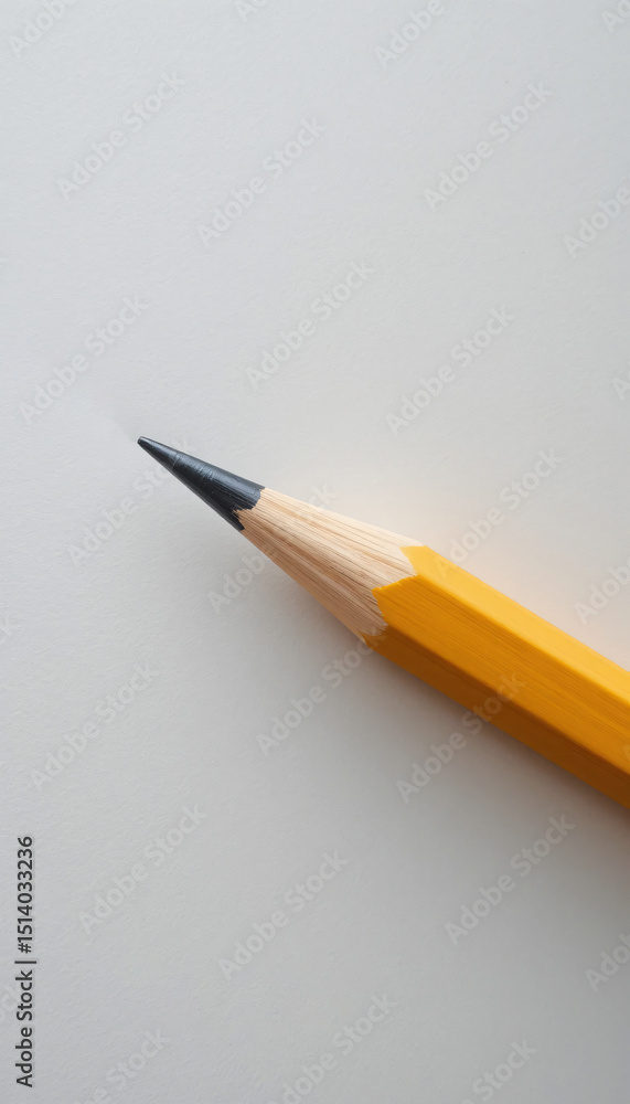 A solitary yellow pencil with a soft shadow on a clear background A solitary yellow pencil with a soft shadow on a clear background