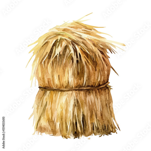 My Watercolor illustration, illustration haystack painting isolated on a white background, illustration, AI painting design, vector illustration set, eps format	