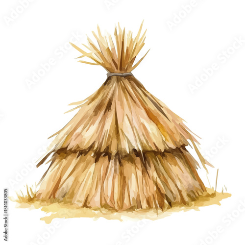 My Watercolor illustration, illustration haystack painting isolated on a white background, illustration, AI painting design, vector illustration set, eps format	