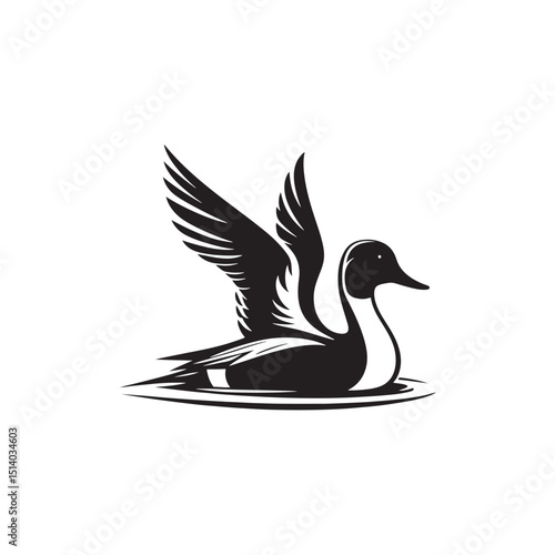 **"Sleek Northern Pintail Vector Silhouette: Elegant Waterfowl Design Featuring Long Neck, Pointed Tail, and Streamlined Body in Clean, Minimalist Style for Crafts and Digital Art"**
