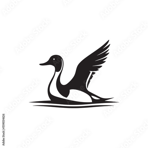 **"Sleek Northern Pintail Vector Silhouette: Elegant Waterfowl Design Featuring Long Neck, Pointed Tail, and Streamlined Body in Clean, Minimalist Style for Crafts and Digital Art"**
