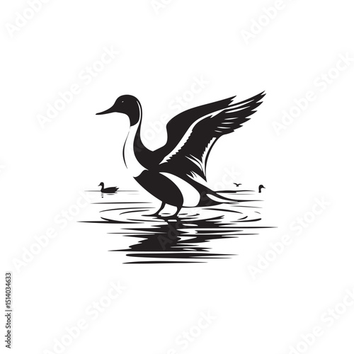 **"Sleek Northern Pintail Vector Silhouette: Elegant Waterfowl Design Featuring Long Neck, Pointed Tail, and Streamlined Body in Clean, Minimalist Style for Crafts and Digital Art"**
