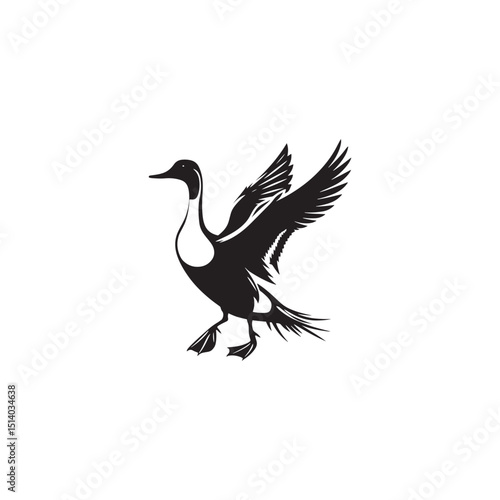 **"Sleek Northern Pintail Vector Silhouette: Elegant Waterfowl Design Featuring Long Neck, Pointed Tail, and Streamlined Body in Clean, Minimalist Style for Crafts and Digital Art"**
