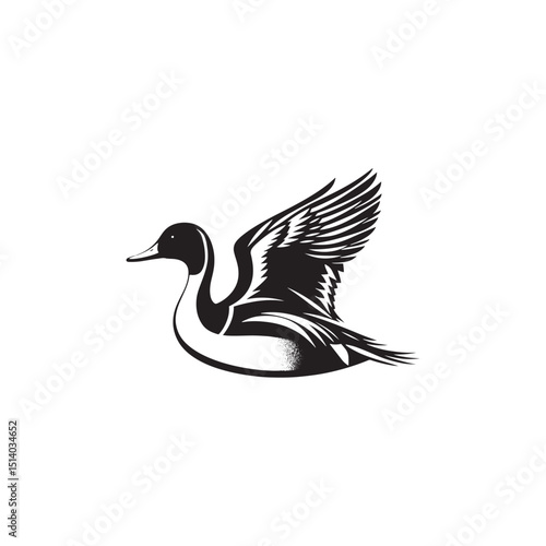 **"Sleek Northern Pintail Vector Silhouette: Elegant Waterfowl Design Featuring Long Neck, Pointed Tail, and Streamlined Body in Clean, Minimalist Style for Crafts and Digital Art"**

