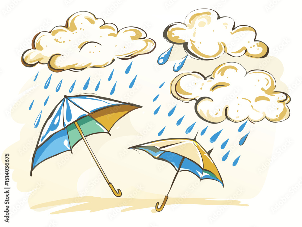 Obraz premium sun and umbrella on beach vector