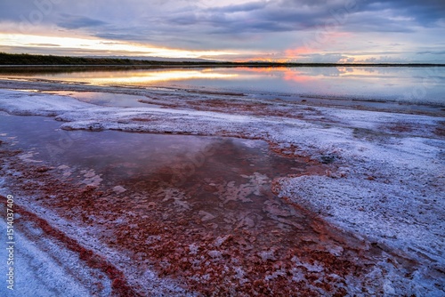 Sunset, Alviso Salt Lake Pond, California Bay Area, PInd Pond