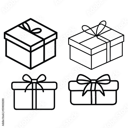 A vector illustration featuring a set of colorful celebration gift boxes with bows and ribbons, perfect for Christmas, birthdays, and holidays