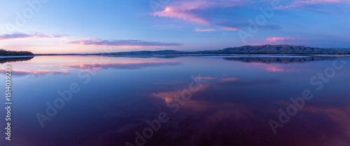 Sunset, Alviso Salt Lake Pond, California Bay Area, PInd Pond