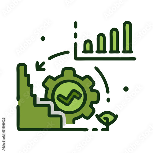 Eco-friendly manufacturing KPIs icon representing metrics for sustainable practices