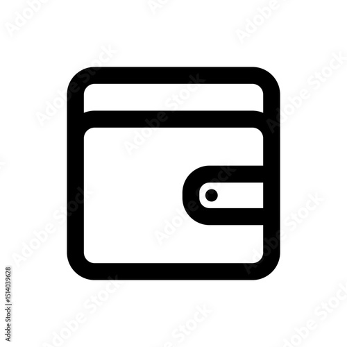 Illustration of a simple wallet with a rounded square shape and a secure button closure design icon