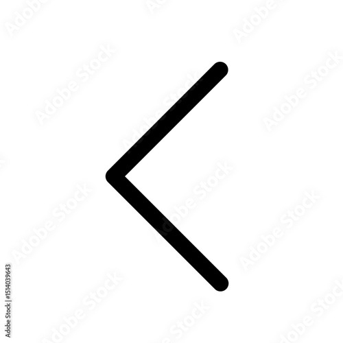 A simple black left arrow pointing towards the left side on a white background in a minimalist style design