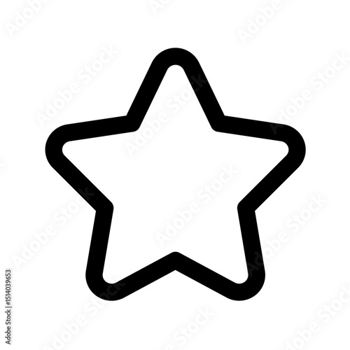 Illustration of a simple five pointed star with a thick black outline on a white background image