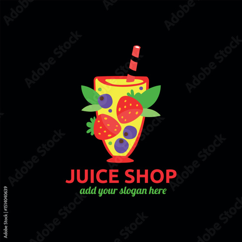 fruits juice dessert shop logo design vector