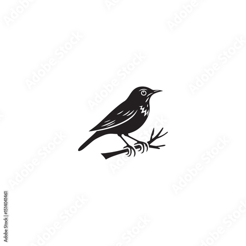 **"Charming Song Thrush Vector Silhouette: Melodic Garden Bird Design Featuring Upright Stance, Distinct Beak, and Sleek Form in Clean, Minimalist Style for Crafts and Digital Art"**

