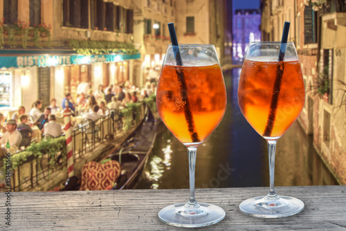Two Aperol Spritz in the evening in Venice