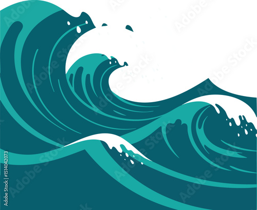 Ocean waves vector illustration with dynamic blue water splash design 