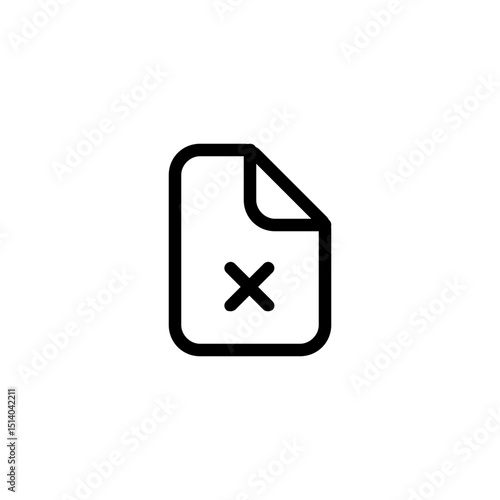 Illustration of a document with a folded corner and a prominent x mark indicating deletion or error on it