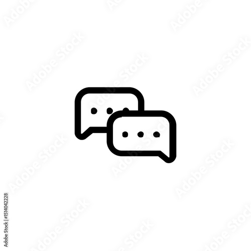Two speech bubbles with three dots inside each representing a conversation or dialogue icon graphic design