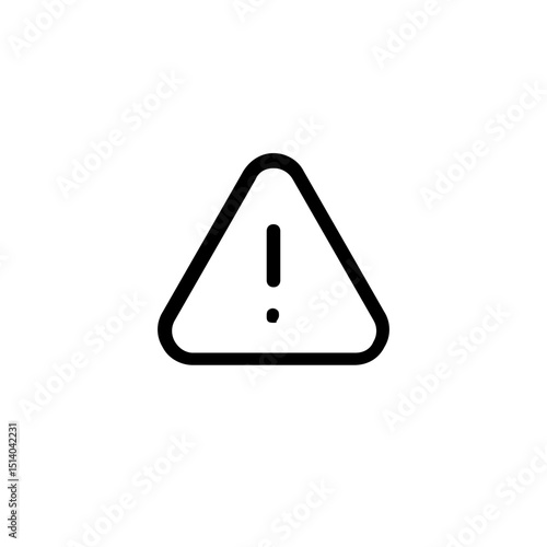A simple black and white illustration of a warning sign with an exclamation point in a triangle shape