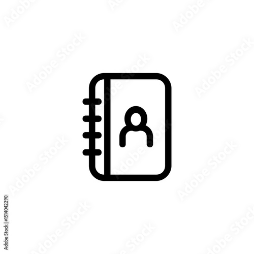 Illustration of a black address book with a person icon on the cover and spiral binding design element