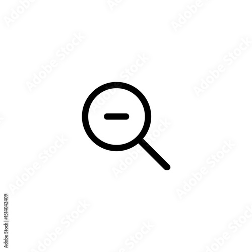Illustration of a magnifying glass with a minus sign inside representing zoom out functionality icon