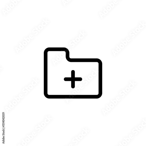 Outline of a folder icon with a plus sign indicating adding a new folder or creating a new directory