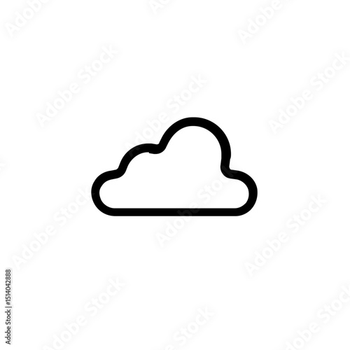 A simple outline of a cloud with a flat base depicted in a minimalist style on a white background space