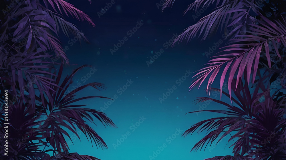 Obraz premium palm trees at night