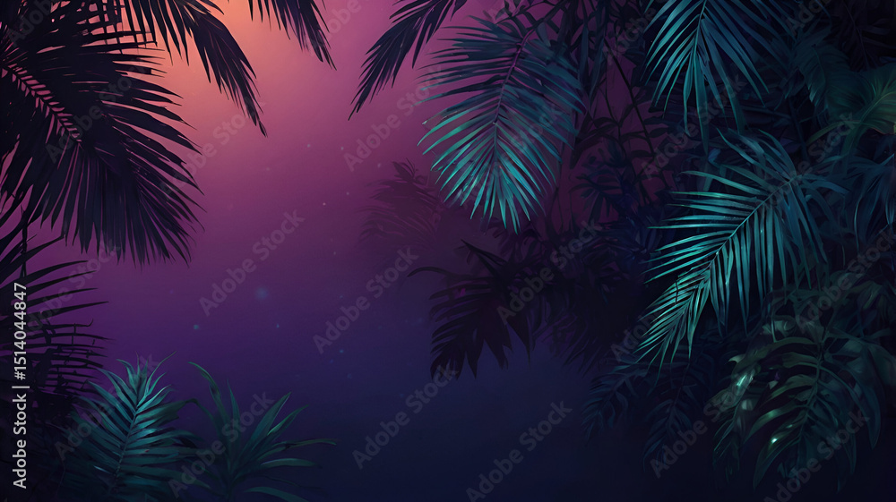 Fototapeta premium palm trees at night