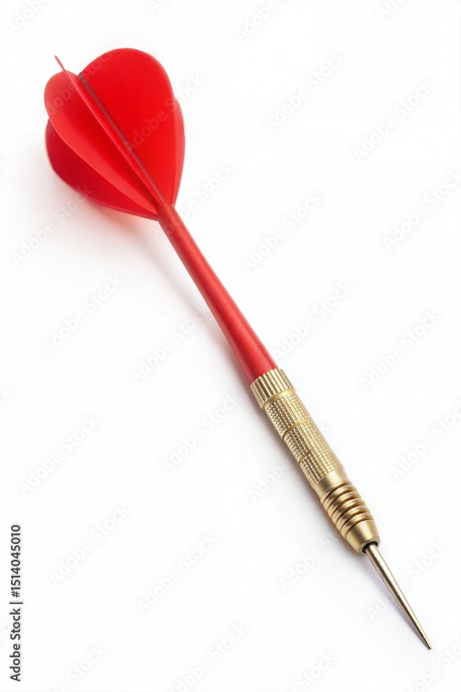 Single red dart isolated on white background with clipping path, focus and aim concept Single red dart isolated on white background with clipping path, focus and aim concept