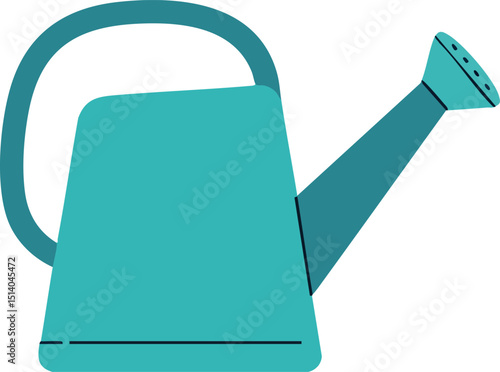 Watering can gardening tool blue simple vector illustration for plant care 