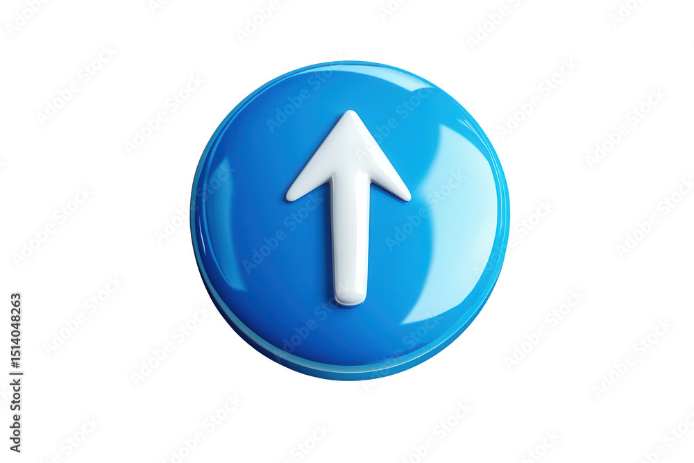 Glossy blue circle up arrow icon isolated on transparent background Glossy blue circle up arrow icon isolated on transparent background