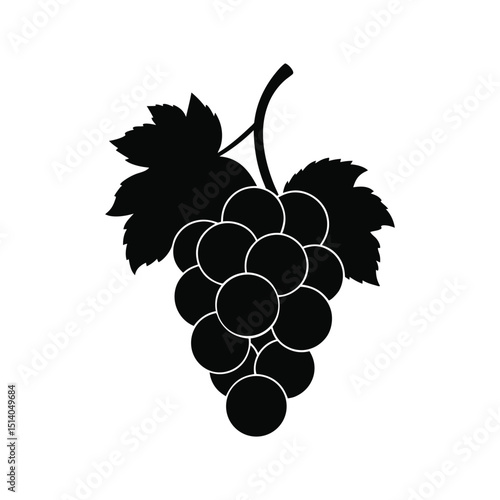 grapes icon Silhouette illustration isolated on White background