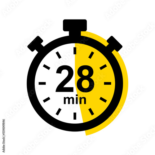 28 minute timer. Stopwatch icon