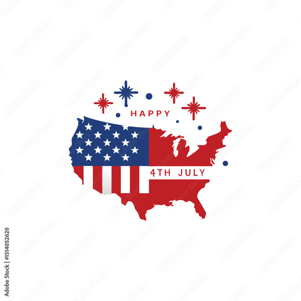 Obraz premium Happy 4th of July vector with white background