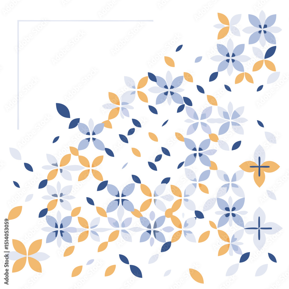 Obraz premium Modern Geometric Floral Pattern Set – Abstract Leaf Mandala Designs in Minimalist Black, Grey, and Yellow for Backgrounds, Textile Prints, and Wall Art.