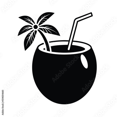 Tropical Coconut Drink Vector
