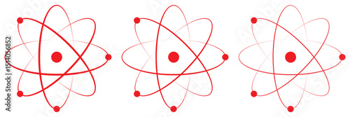 Physics liner icon vector set. Set of atom icons. Atom icon with orbiting electrons in a simplified structure.